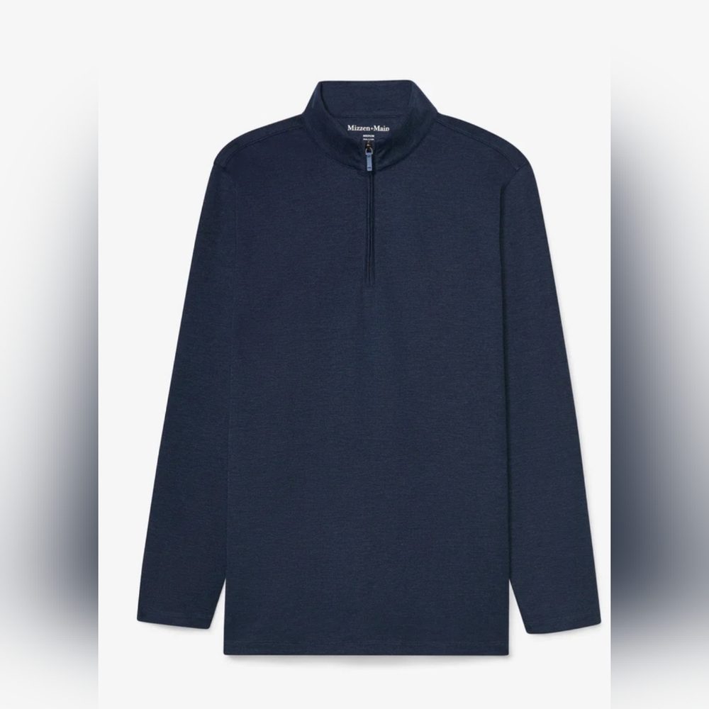 Mizzen+Main Mens Dark Blue Quarter-Zip Pullover Sweater Sz L